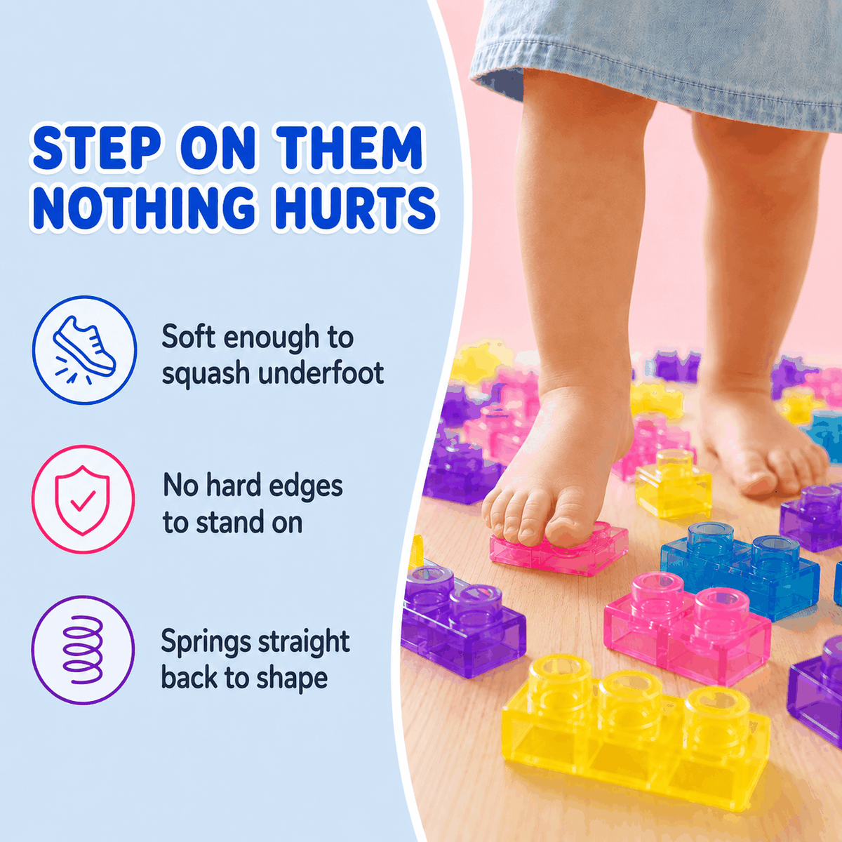 Colorful 40PCS Squishy Building Blocks set for sensory play and creative stacking