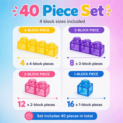 40PCS colorful squishy building blocks set for sensory play and stress relief