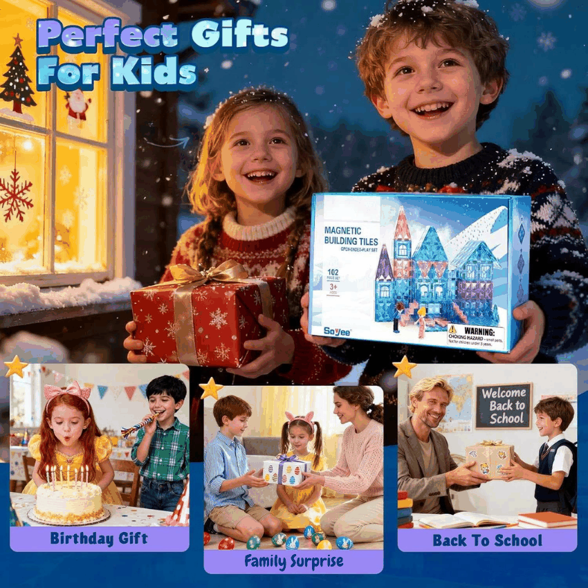 Magnetic Princess Castle Tiles 102-piece ice theme building set for kids ages 3 to 8