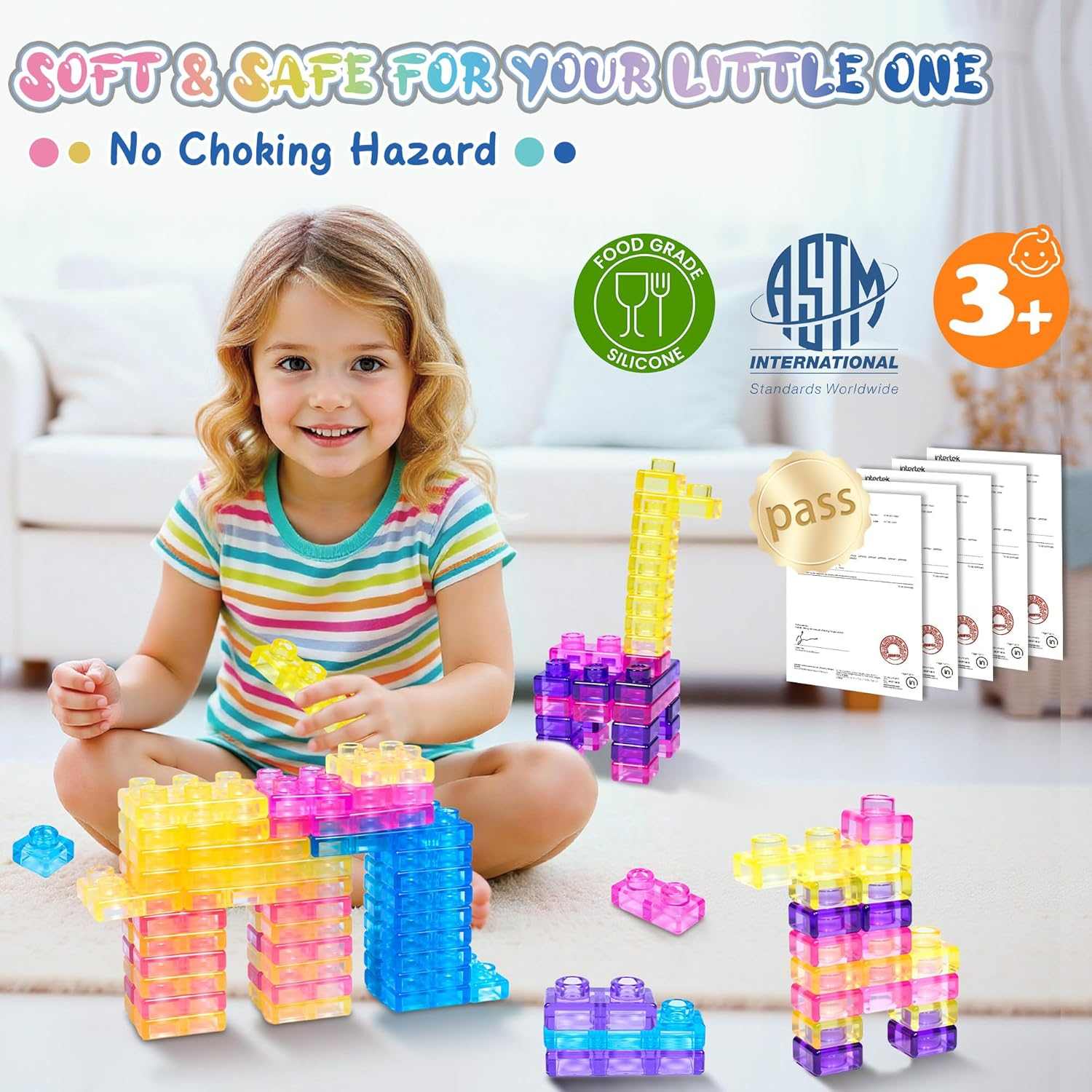 Colorful 40PCS squishy building blocks set for sensory play and creative construction