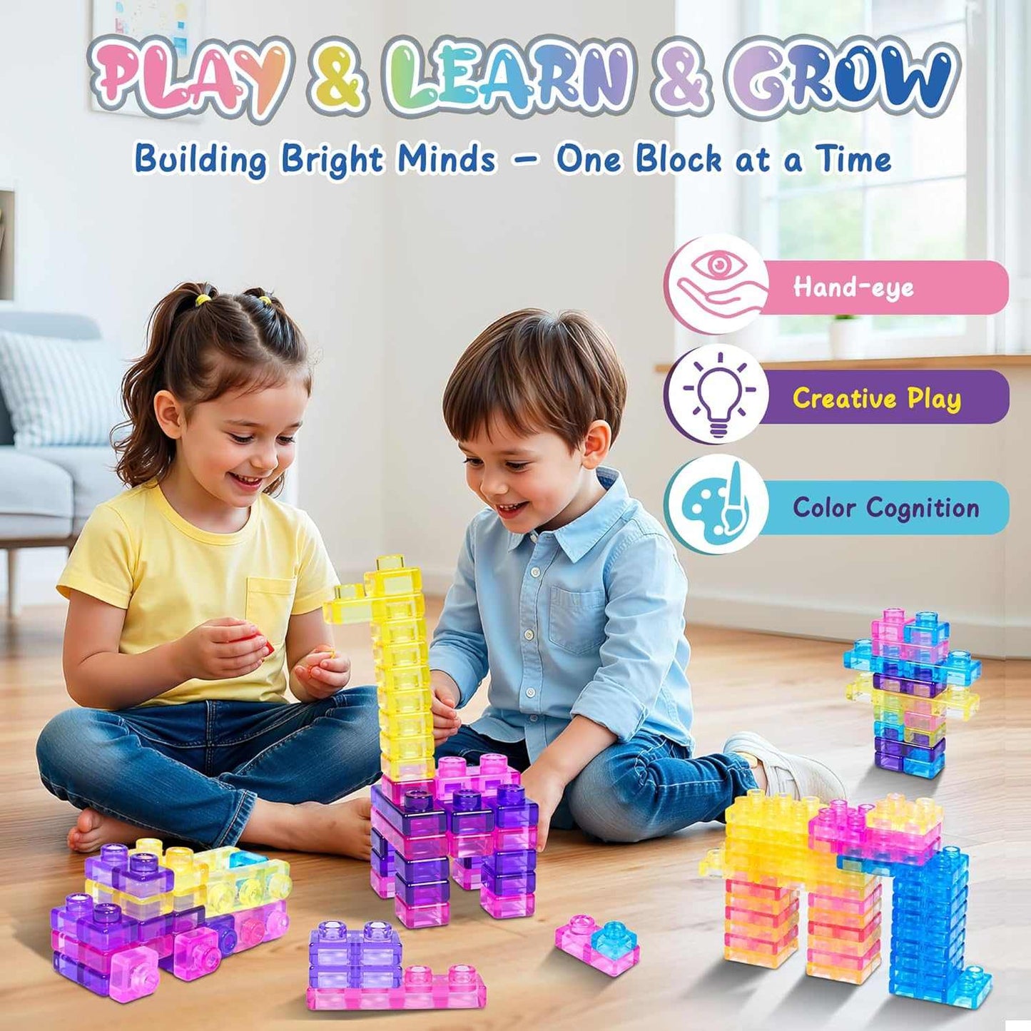 Colorful soft squishy building blocks set for kids creative play and sensory fun