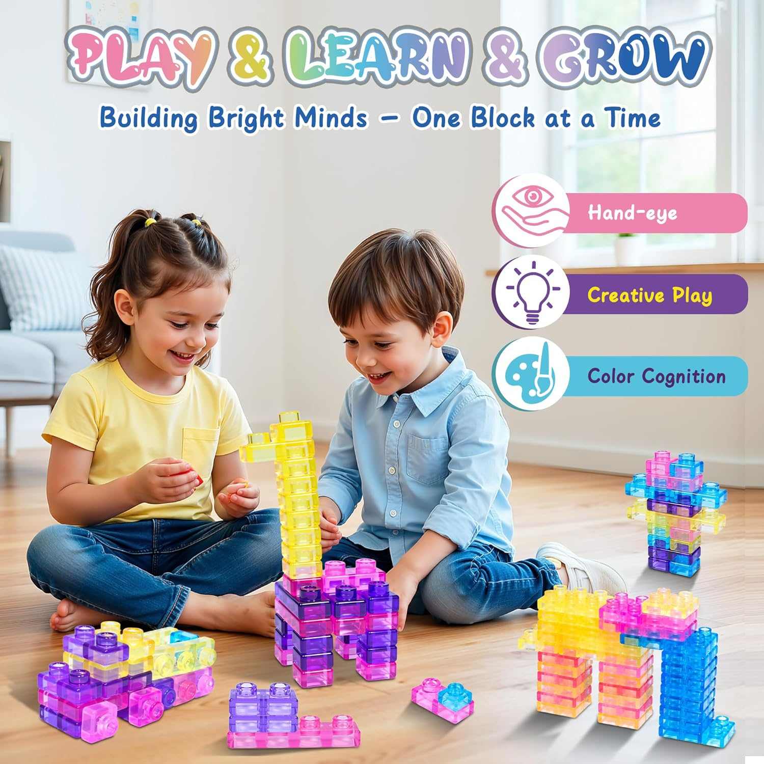 Colorful soft squishy building blocks set for kids creative play and sensory fun