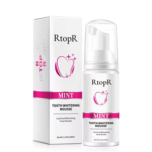 RtopR Mint Tooth Whitening Mousse with packaging on a white background