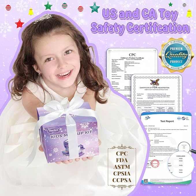 Kids Makeup Kit for Girls 56-piece washable cosmetic set in carrying case