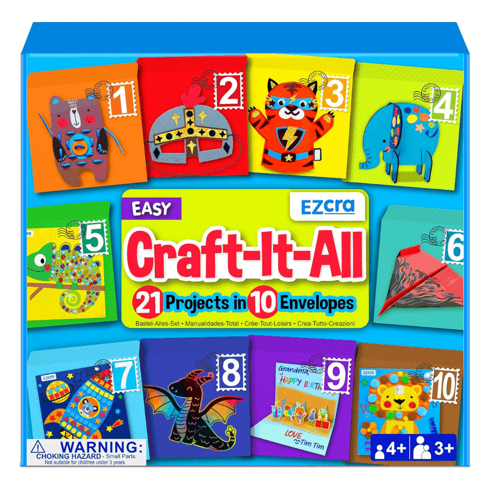 Craft kit for kids with 21 creative unicorn and animal projects in numbered envelopes for ages 4 to 8