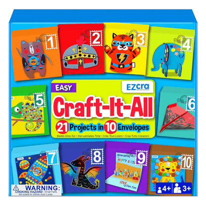 Craft kit for kids with 21 creative unicorn and animal projects in numbered envelopes for ages 4 to 8