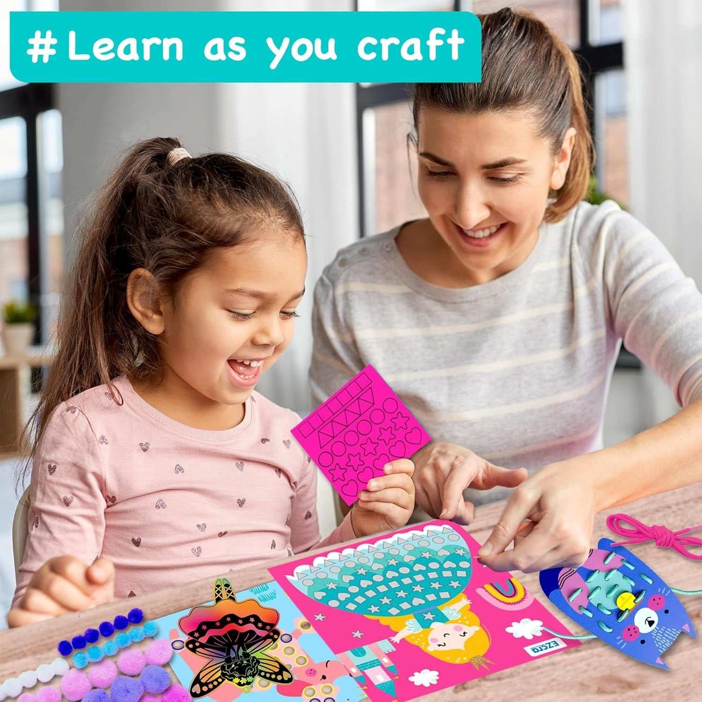 Craft kit for kids with 21 creative unicorn and animal projects in organized envelopes for ages 4 to 8
