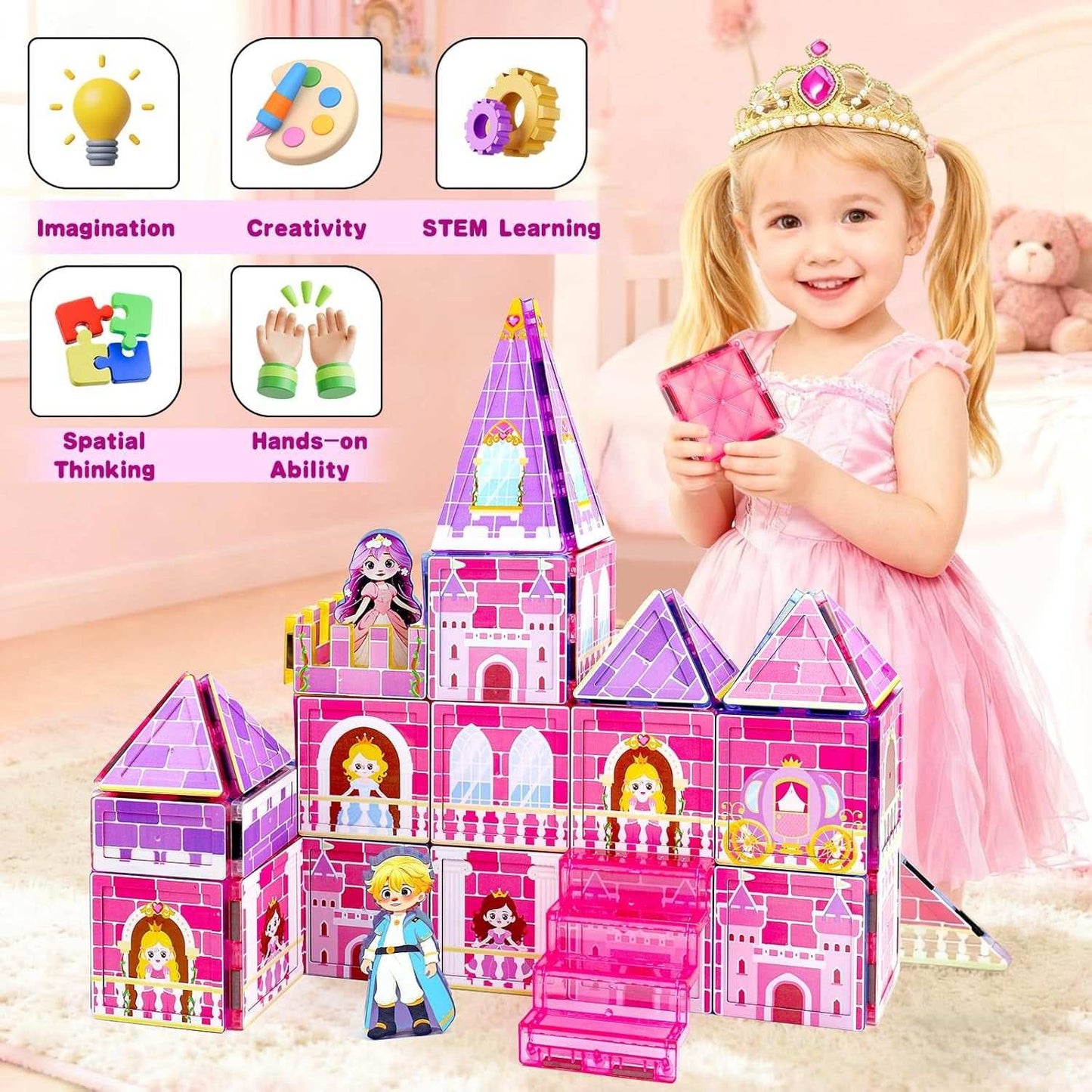 Princess Magnetic Tiles Castle Playset