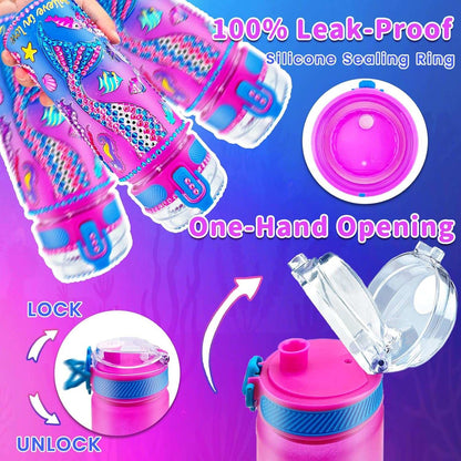 DIY Water Bottle Kit for Kids with colorful themed accessories and fidget keychain for creative decoration