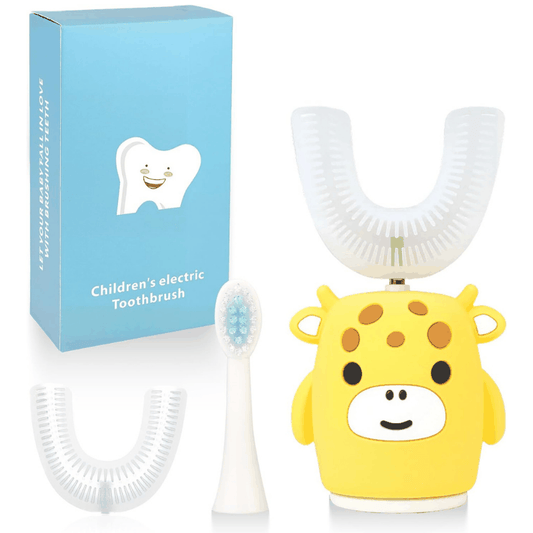 Kids U shaped electric toothbrush with ergonomic silicone brush head and timer for ages 7 to 15